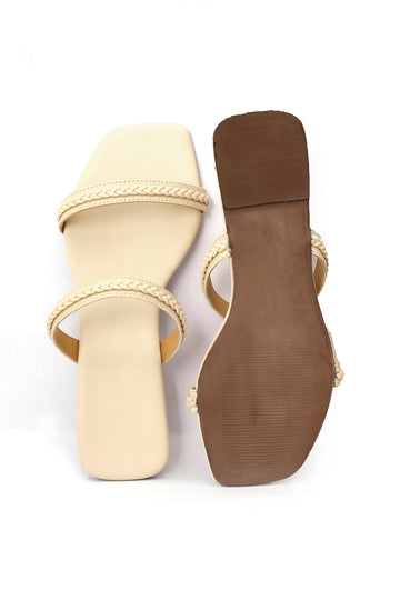 Creamy White Cruelty Free Leather Sliders